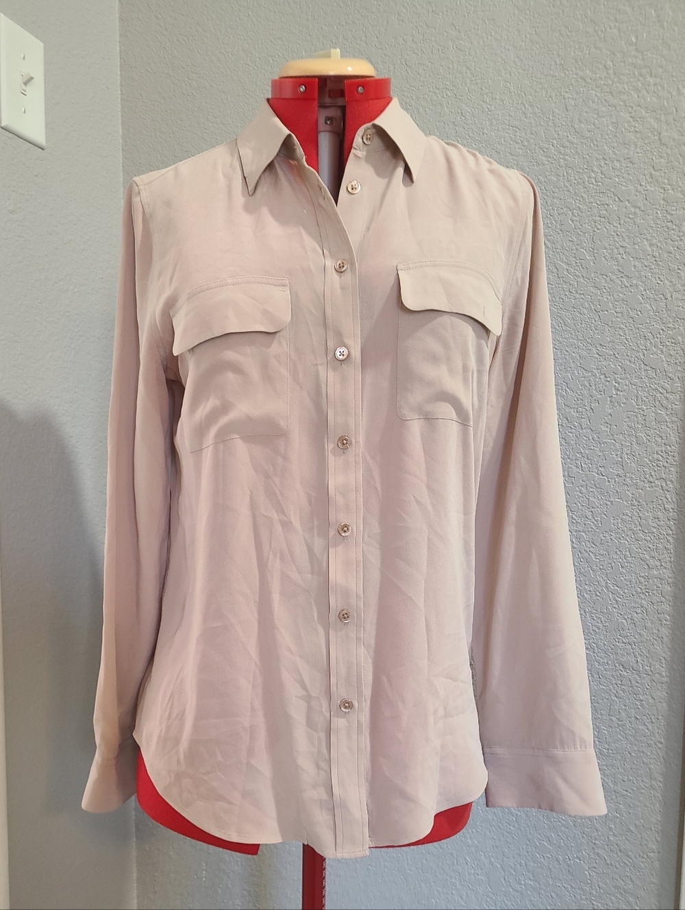 Equipment Light Nude Pink Long Sleeve Button Down Shirt Size M